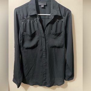 Black attention medium button up shirt
